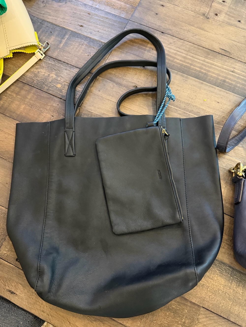 Jcrew black leather tote
